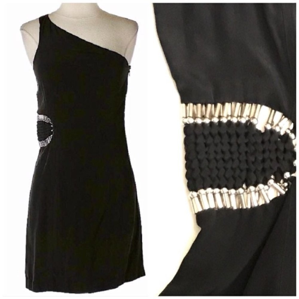 MADISON MARCUS One Shoulder Embellished Cocktail Dress